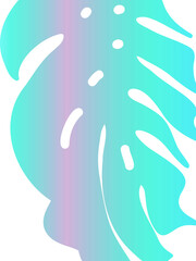 Mostera palm leaves illustration. Vector exotic tropical background. Abstract gradient retro nature wall art.