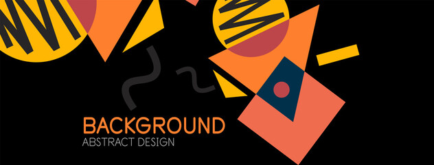 Abstract background. Blocks, lines, triangles, circles composition. Techno or business concept for wallpaper, banner, background, landing page