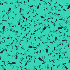 Black Crossed oars or paddles boat icon isolated seamless pattern on green background. Vector