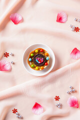 Martabak Mini or Martabak Mini Bangka with various Topping. The martabak mini bangka is made from a mixture of flour, eggs, sugar, baking soda, coconut milk and water.