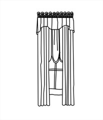 Vector Design Sketch of single-glazed window curtains