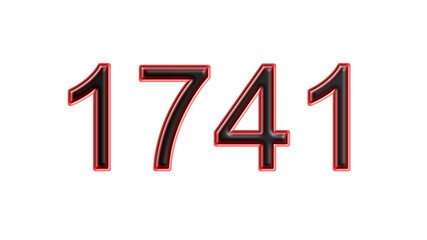 red 1741 number 3d effect white background - obrazy, fototapety, plakaty