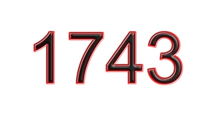red 1743 number 3d effect white background
