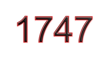red 1747 number 3d effect white background