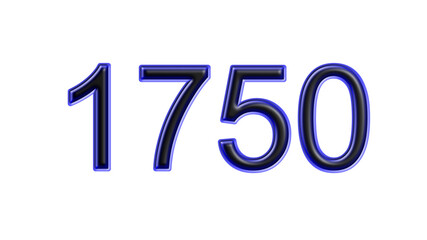 blue 1750 number 3d effect white background