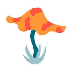 Psychedelic magic mushroom. flat cartoon illustration isolated on white background