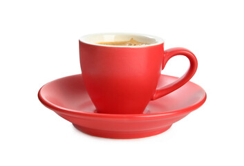 Cup of tasty coffee isolated on white