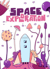 Abstract space exploration lettering for print design. Print, poster, banner.