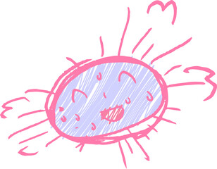 子供が描いた汗っかき太陽のかわいい落書き 猛暑 熱射病