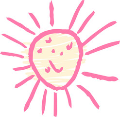子供が描いた汗っかき太陽のかわいい落書き 猛暑 熱射病