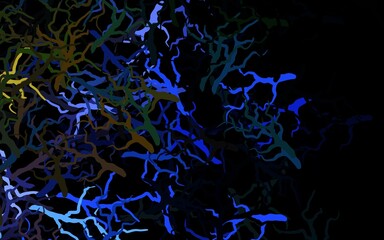 Dark Blue, Yellow vector abstract design with leaves, branches.