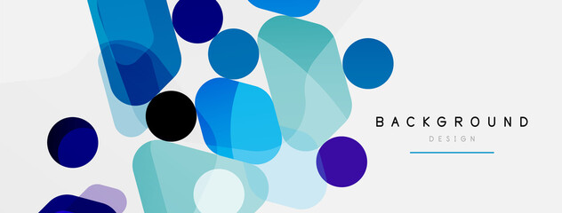 Abstract round geometric shapes and circles background. Trendy techno business template for wallpaper, banner, background or landing