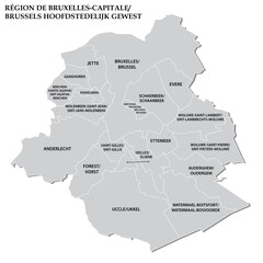 administrative vector map of the Belgian capital Brussels