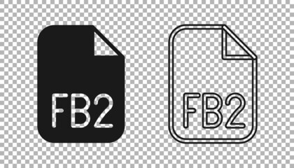 Black FB2 File icon isolated on transparent background. Vector
