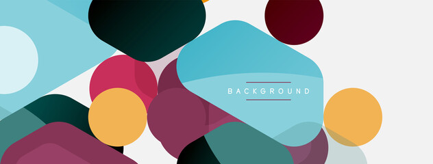 Abstract round geometric shapes and circles background. Trendy techno business template for wallpaper, banner, background or landing