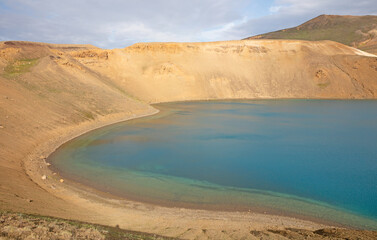 Viti is a beautiful crater lake of a turquoise color located on the North-East of Iceland