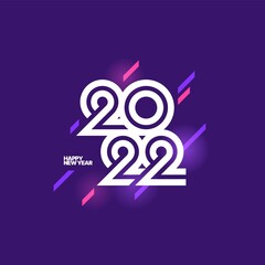 Vector illustration with 2022 sign for flyer template, greeting card, poster, banner or social media. Happy New Year and Merry Christmas.