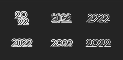 Set of Vector illustration with 2022 sign on black background for flyer template, greeting card, poster, banner or social media. Happy New Year and Merry Christmas.