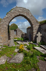 Fototapeta na wymiar Thombstones at Graveyard. Cemetry. West coast Ireland.