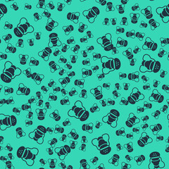 Black Taxi driver icon isolated seamless pattern on green background. Vector