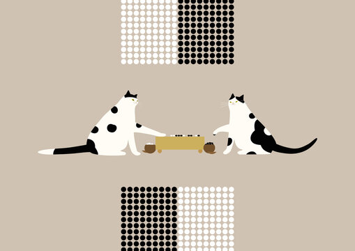 囲碁猫　白黒猫が碁を打つ