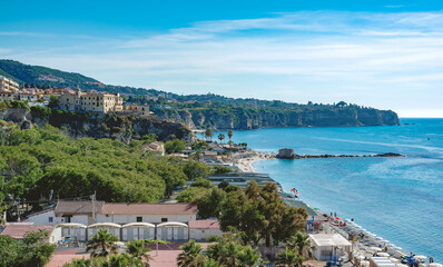 High view of Tropea town and beach - Calabria, Italy