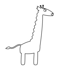 Giraffe of the zoo in black and white to be colored on white background
