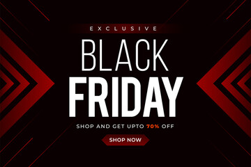 Black friday sale with red gradient abstract element on black background