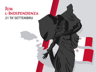 VECTORS. Malta Independence Day, Jum L-Indipendenza, September 21, independence monument, coat of arms, civic holiday