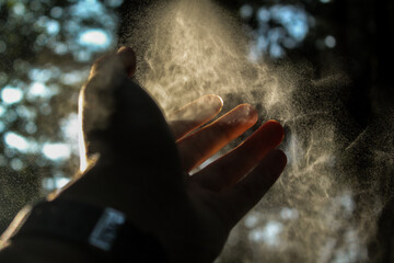 Fototapeta premium Hand in the mist of nature
