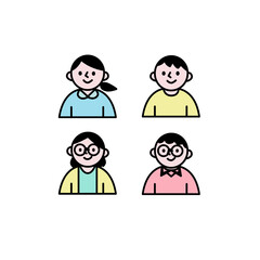 こどもたち上半身セットイラスト素材