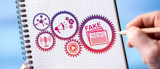 Fake news concept on a notepad