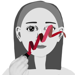 口紅を塗ってお化粧をする女性