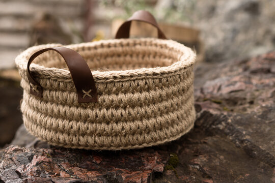 Crocheted Jute Basket For Home Decor