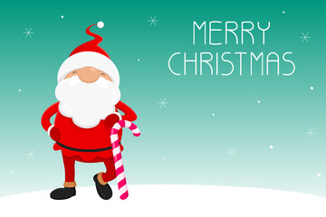Christmas card. Santa Claus with candy cane. Vector illustration.