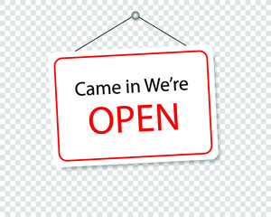 Open Sign isolated on a transparent background