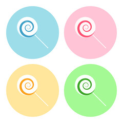 Set of swirl lollipop icons. Vector illustration.