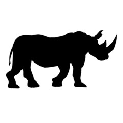 Fototapeta na wymiar The silhouette of a rhinoceros animal on a white background.View in profile.Vector illustration.
