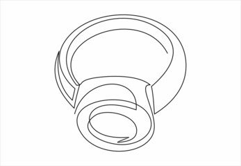 Continuous line drawing. Ring with precious stone. Template for love cards and invitations