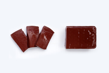 Pork blood pudding on white background.