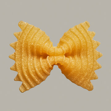 Close up uncooked farfalle bow tie pasta noodle on gray background
