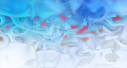 Abstract festive background in bright colors. Liquid flowing figures of irregular shapes in cheerful colors. Raster illustration on the theme of a holiday, carnival or anniversary.