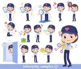 劣等感に関する郵便配達員女性のセット