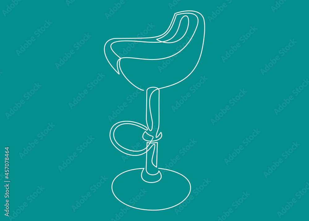 Poster one line drawing of isolated vector object - modern chair