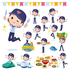 食のイベントに関する郵便配達員女性のセット