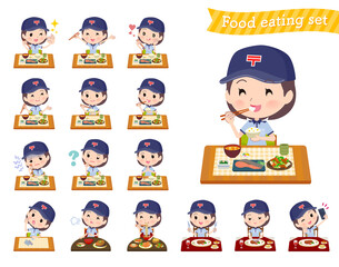 食事に関する郵便配達員女性のセット