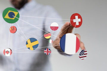 Global communication, international messaging and translation concept