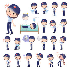 怪我や病気の状態の郵便配達員女性のセット