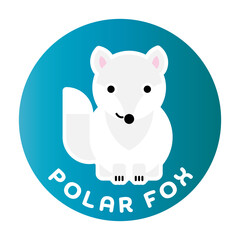 Happy Arctic Fox - funny cartoon animal. Children character. Simple vector illustration with dropped shadow.
