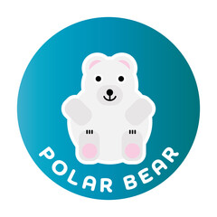 Happy Polar Bear - funny cartoon animal. Children character. Simple vector illustration with dropped shadow.